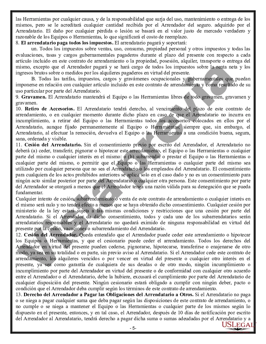 Preview Arrendamiento de equipo - detallado