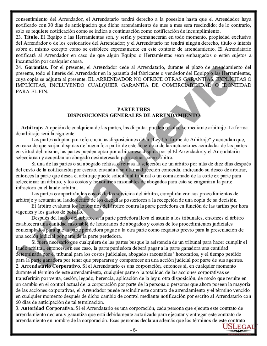 Preview Arrendamiento de equipo - detallado