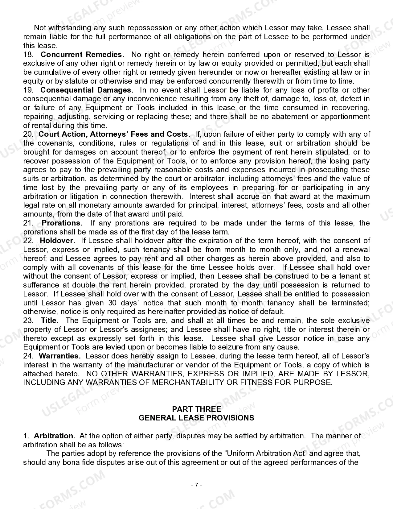 Preview Equipment Lease - Detailed