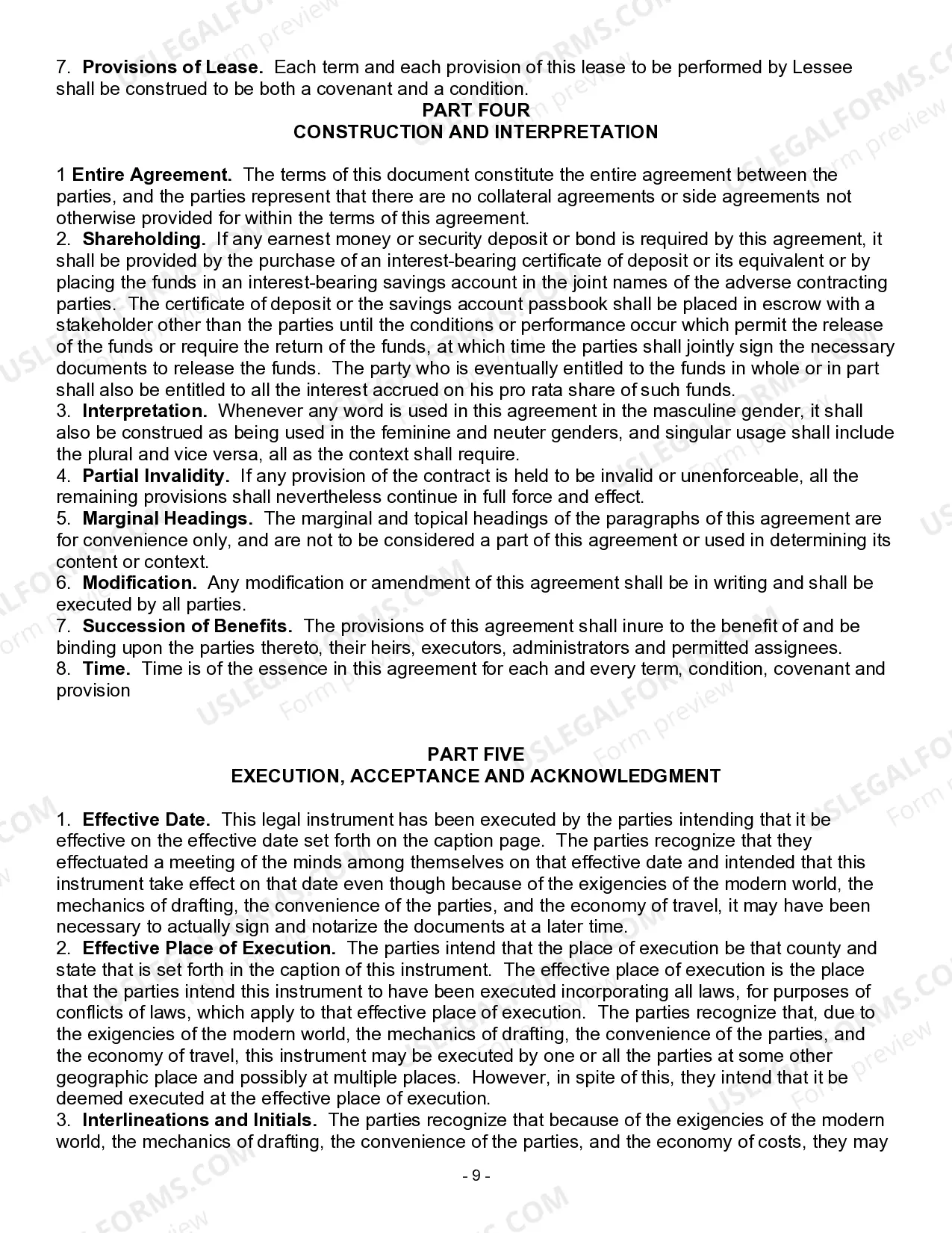 Preview Equipment Lease - Detailed