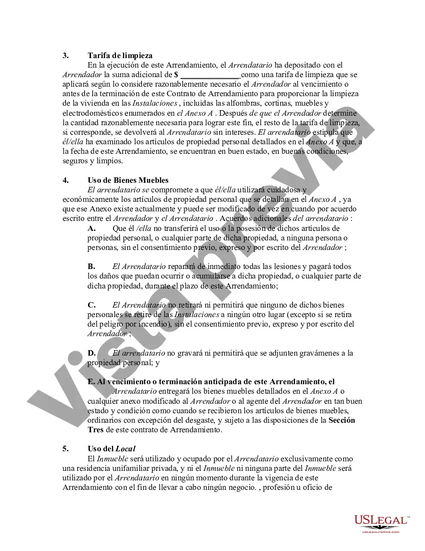 Preview Arriendo de Casa Amueblada con Inventario de Mobiliario Arrendado