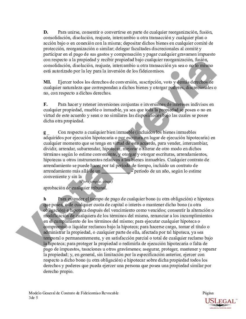 Preview Forma General de Contrato de Fideicomiso Revocable