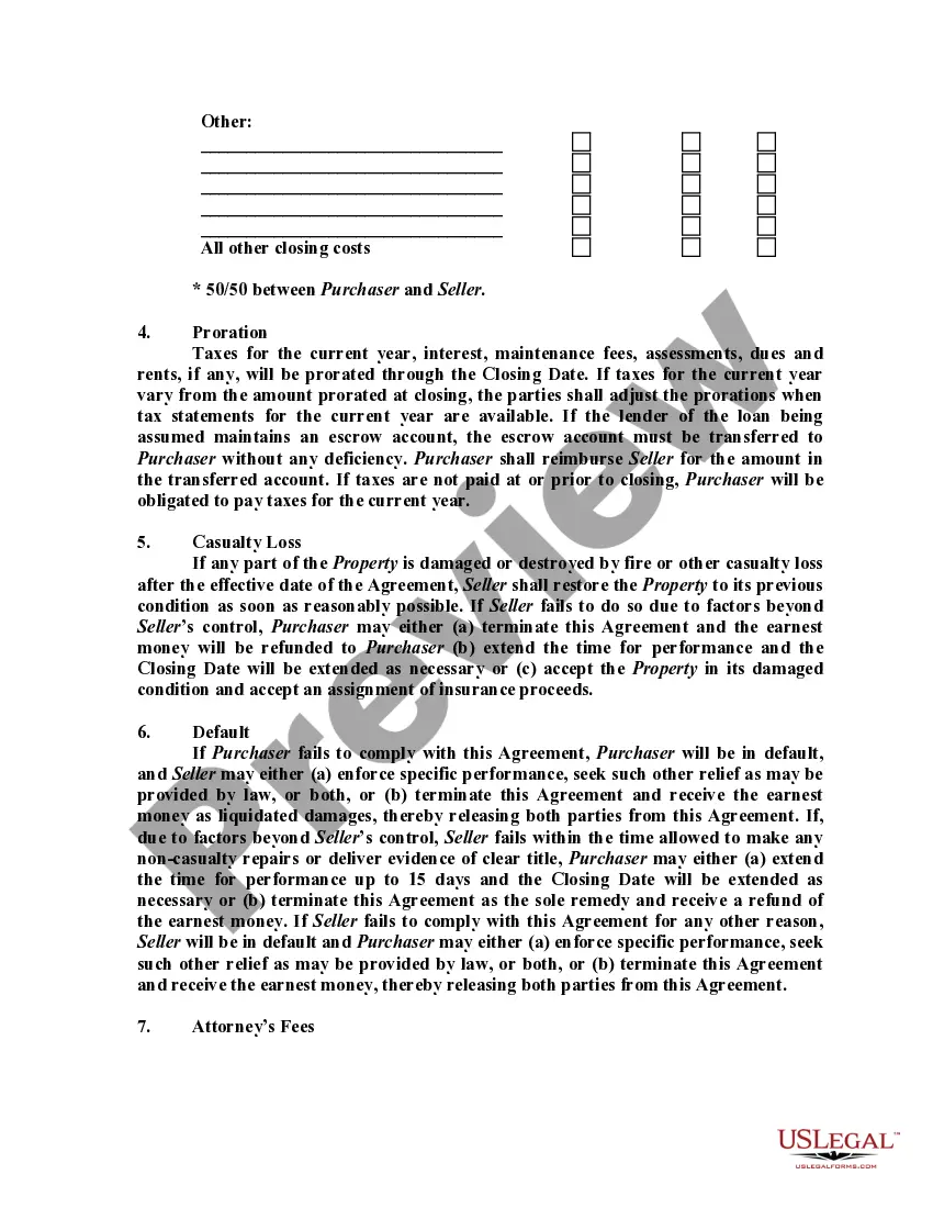Preview General Form of Agreement of Sale of Residential Property with Assumption of Existing Mortgage or Deed of Trust
