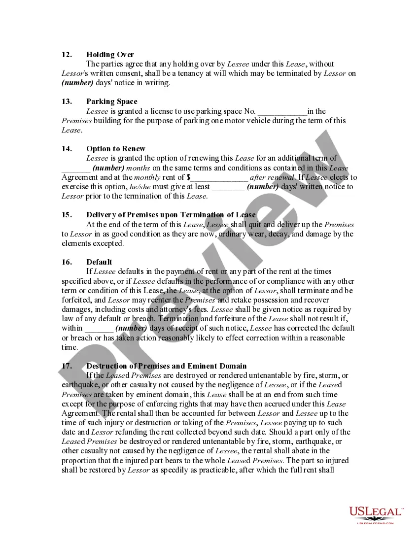 Preview Lease of Unfurnished Apartment