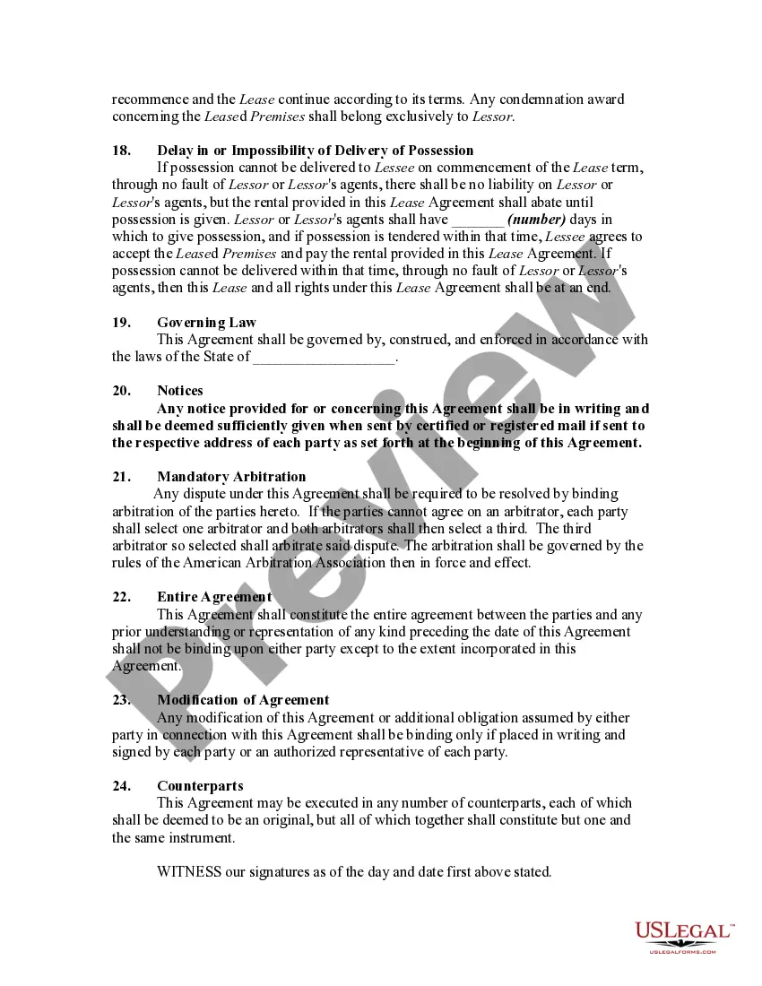 Preview Lease of Unfurnished Apartment