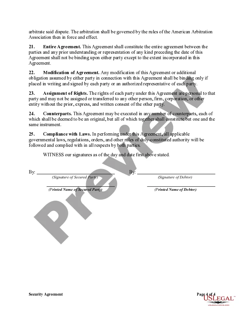 Get Security Agreement in Equipment for Business Purposes - Securing Promissory Note Preview Security Agreement in Equipment for Business Purposes - Securing Promissory Note