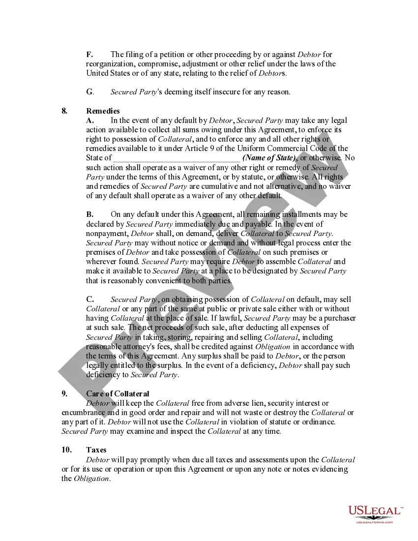 Get General Form of Security Agreement in Equipment Preview General Form of Security Agreement in Equipment
