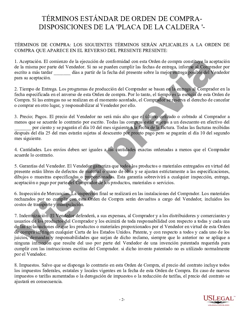 Preview Orden de Compra, Estándar