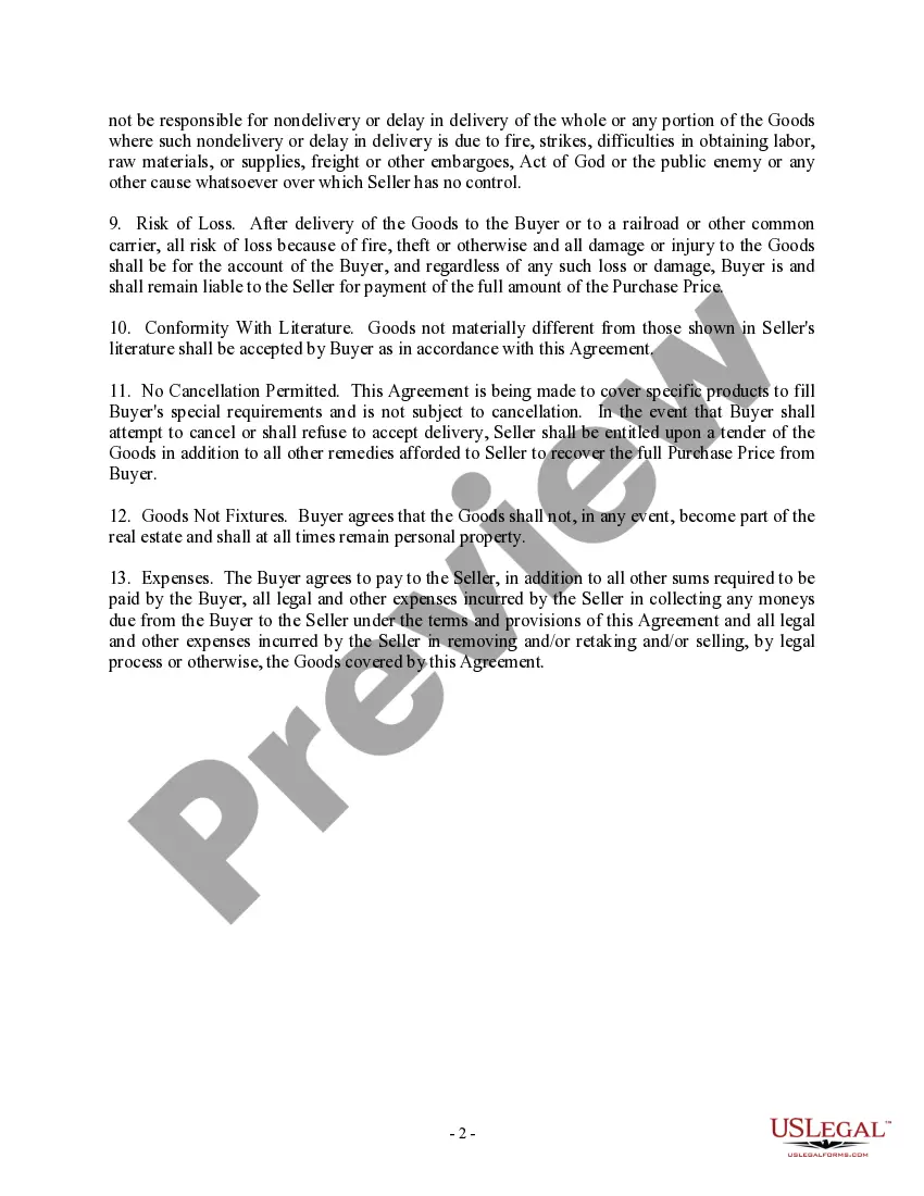 Preview Conditional Sales Contract