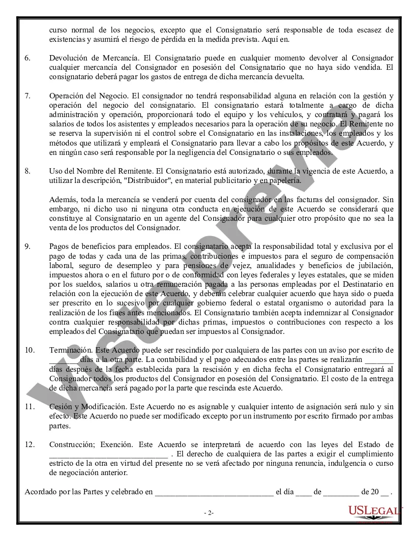 Preview Contrato de Venta de Bienes en Consignación