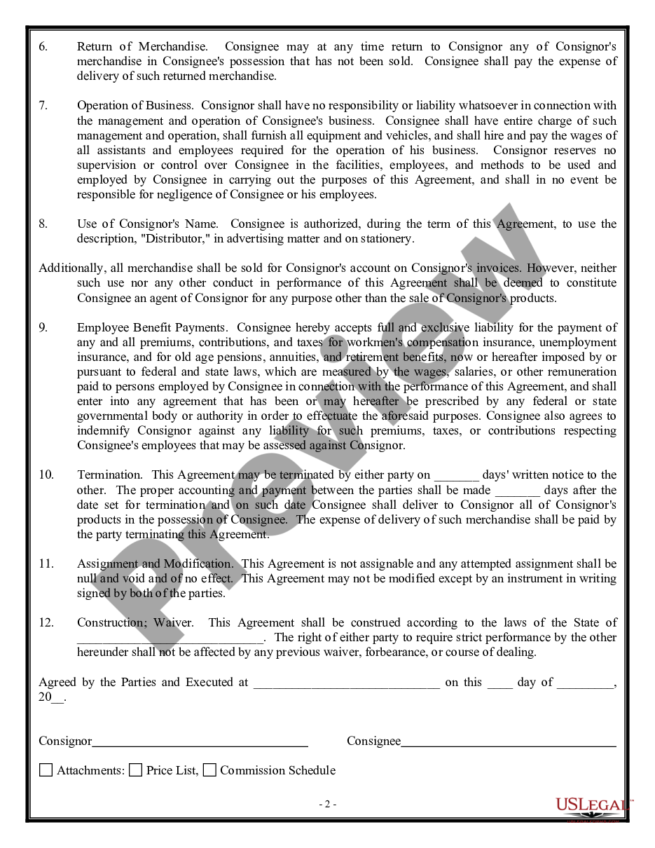 page 1 Contract for Sale of Goods on Consignment preview