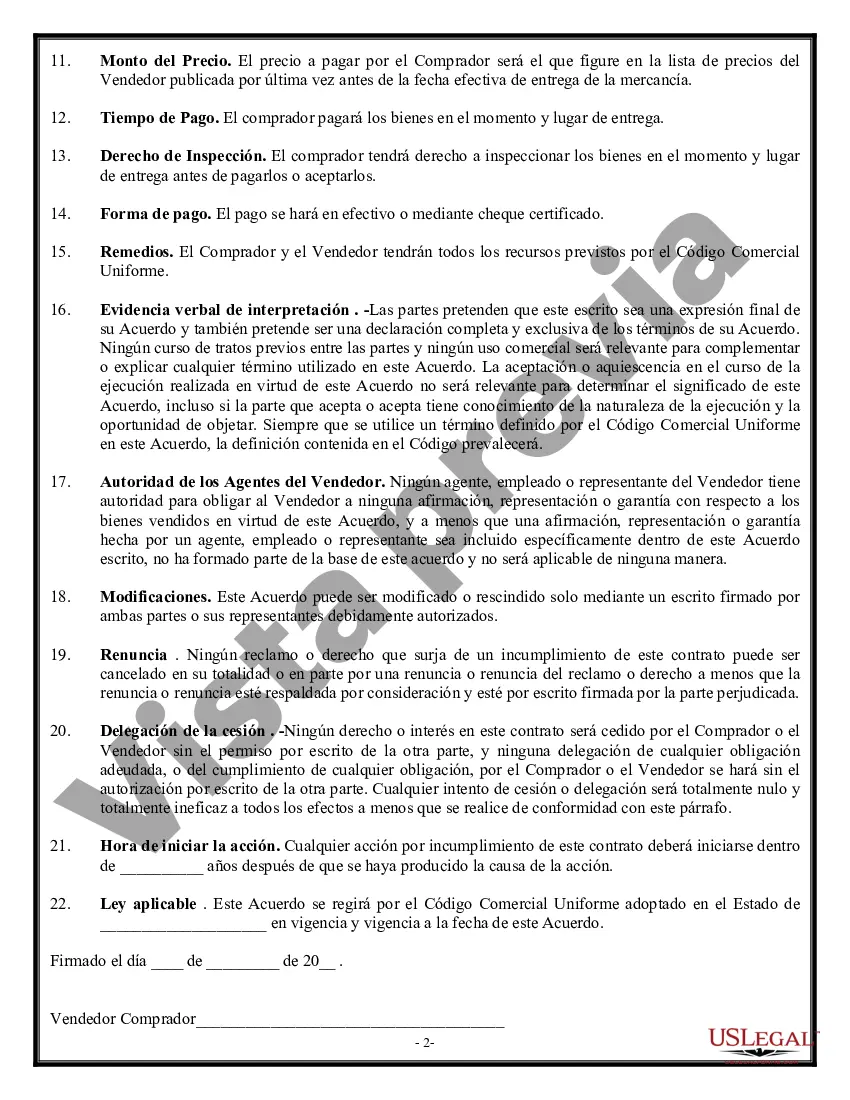 Preview Contrato - Venta de Bienes