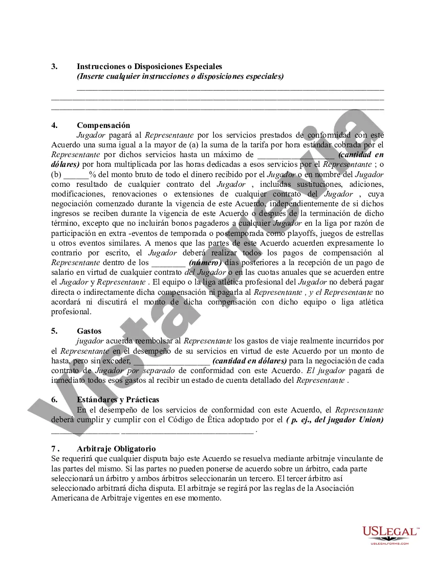 Preview Acuerdo de Representación entre Agente Deportivo y Atleta