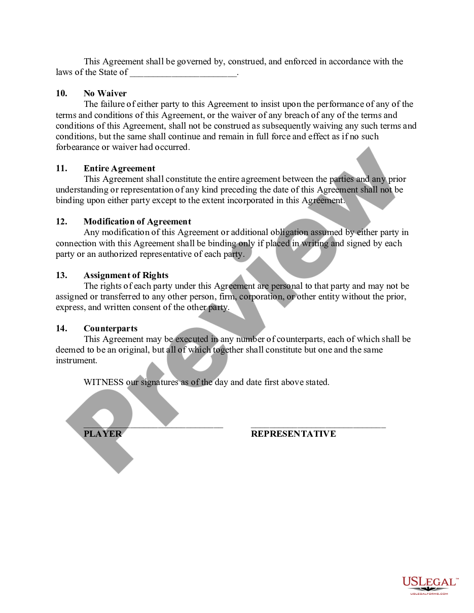 Guam Representation Agreement between Sports Agent and Athlete ...