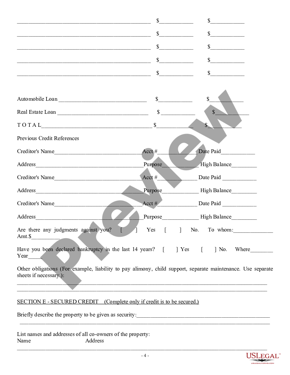 page 3 Consumer Loan Application - Personal Loan Agreement preview