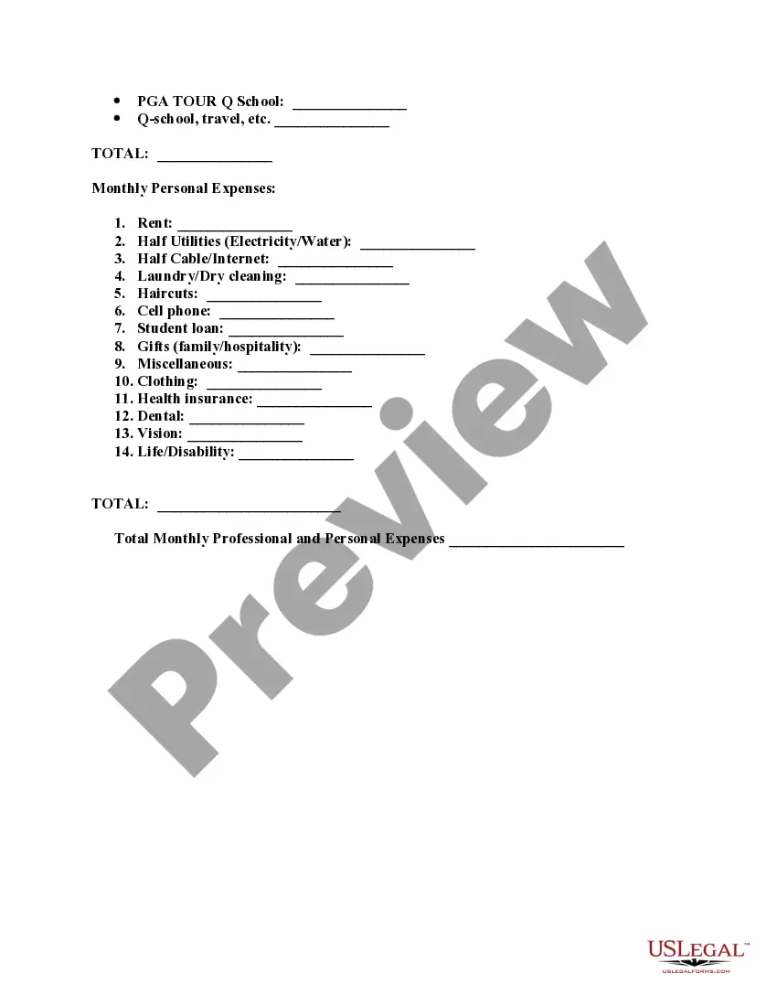 Preview Joint Venture Agreement between a Limited Liability Company and Professional Golfer to Sponsor and Provide Funds
