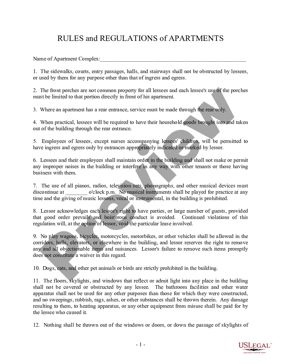 page 0 Apartment Rules preview
