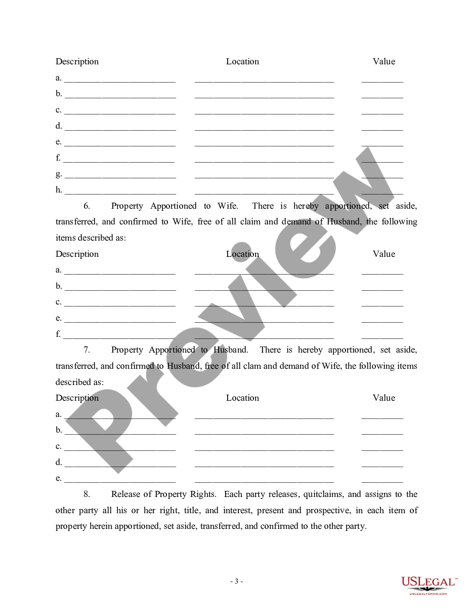 page 2 Separation and Property Settlement Agreement preview