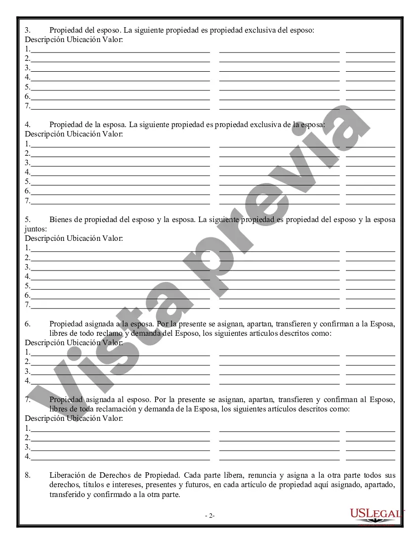 Preview Acuerdo de Separación, Liquidación de Bienes, Acuerdo de Manutención y Custodia