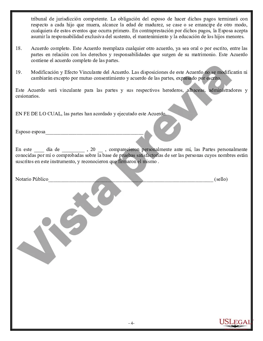 Preview Acuerdo de Separación, Liquidación de Bienes, Acuerdo de Manutención y Custodia