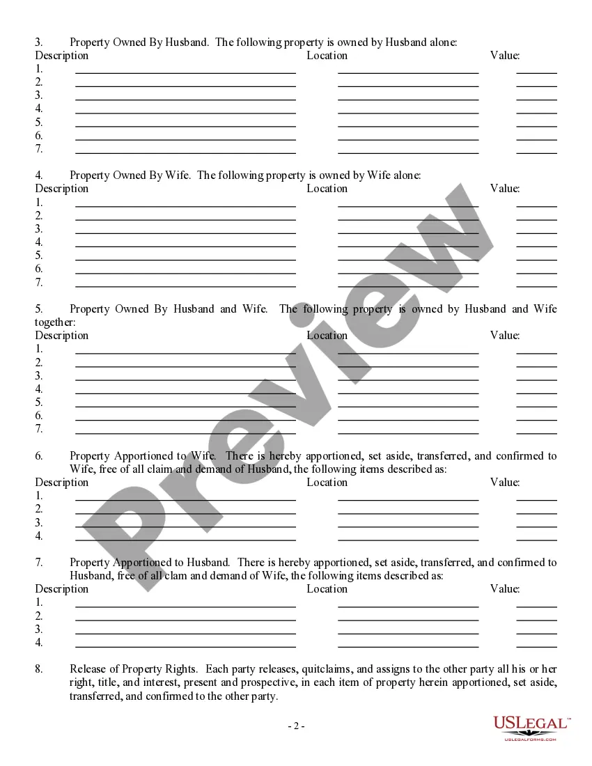 Get Separation Agreement, Property Settlement, Support and Custody Agreement Preview Separation Agreement, Property Settlement, Support and Custody Agreement