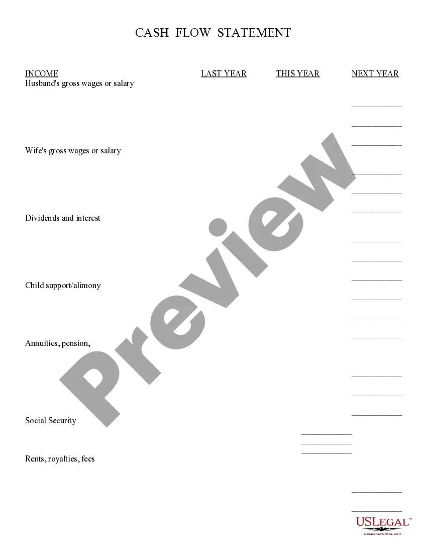 Preview Cash Flow Statement