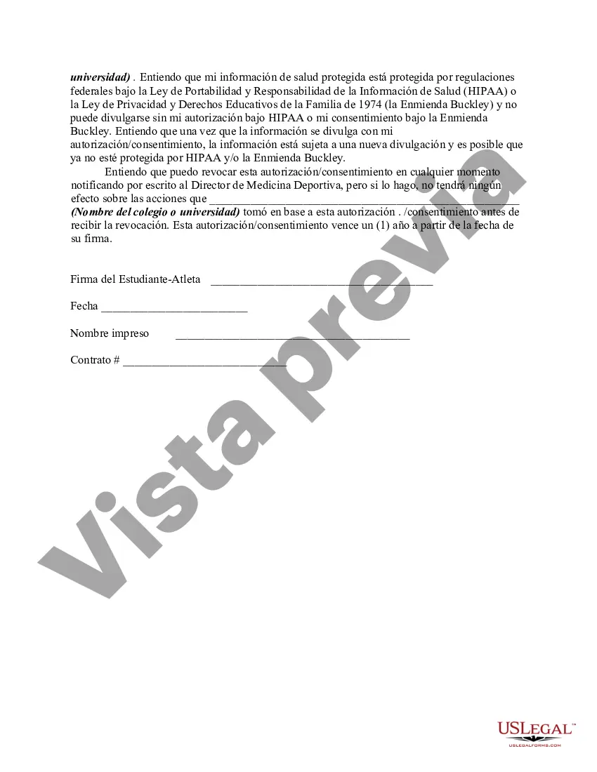 Preview Formulario general de preparticipación de medicina deportiva, asunción de riesgo, consentimiento para recibir atención médica y liberación de HIPAA
