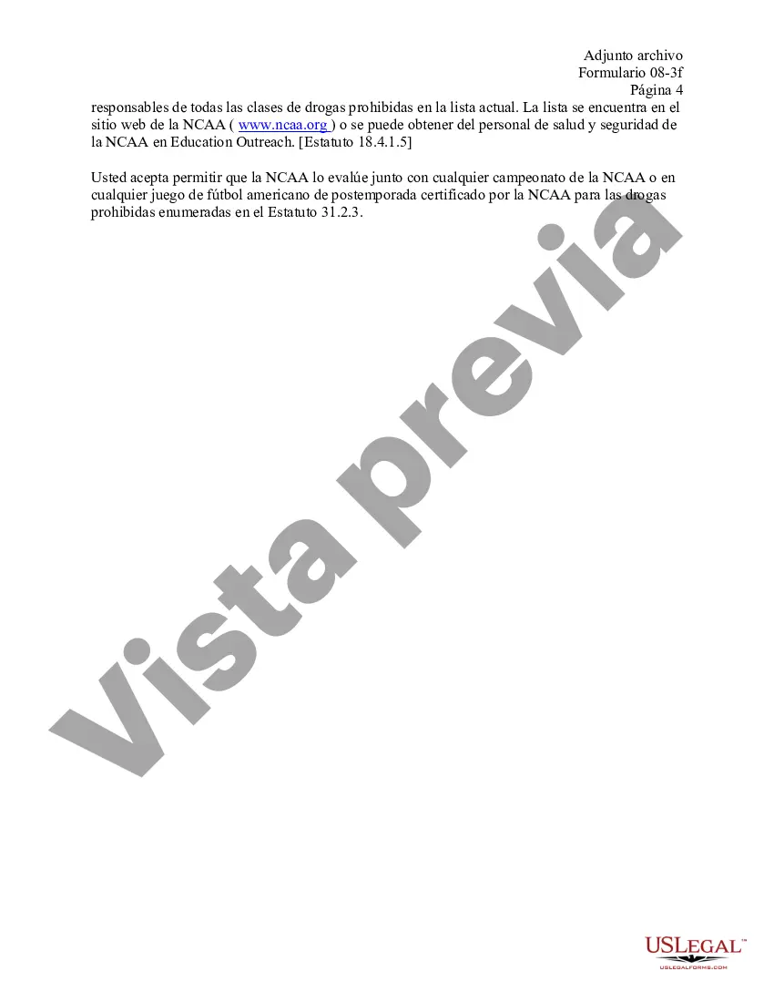 Preview Consentimiento de prueba de drogas para atletismo de la División III de la NCAA