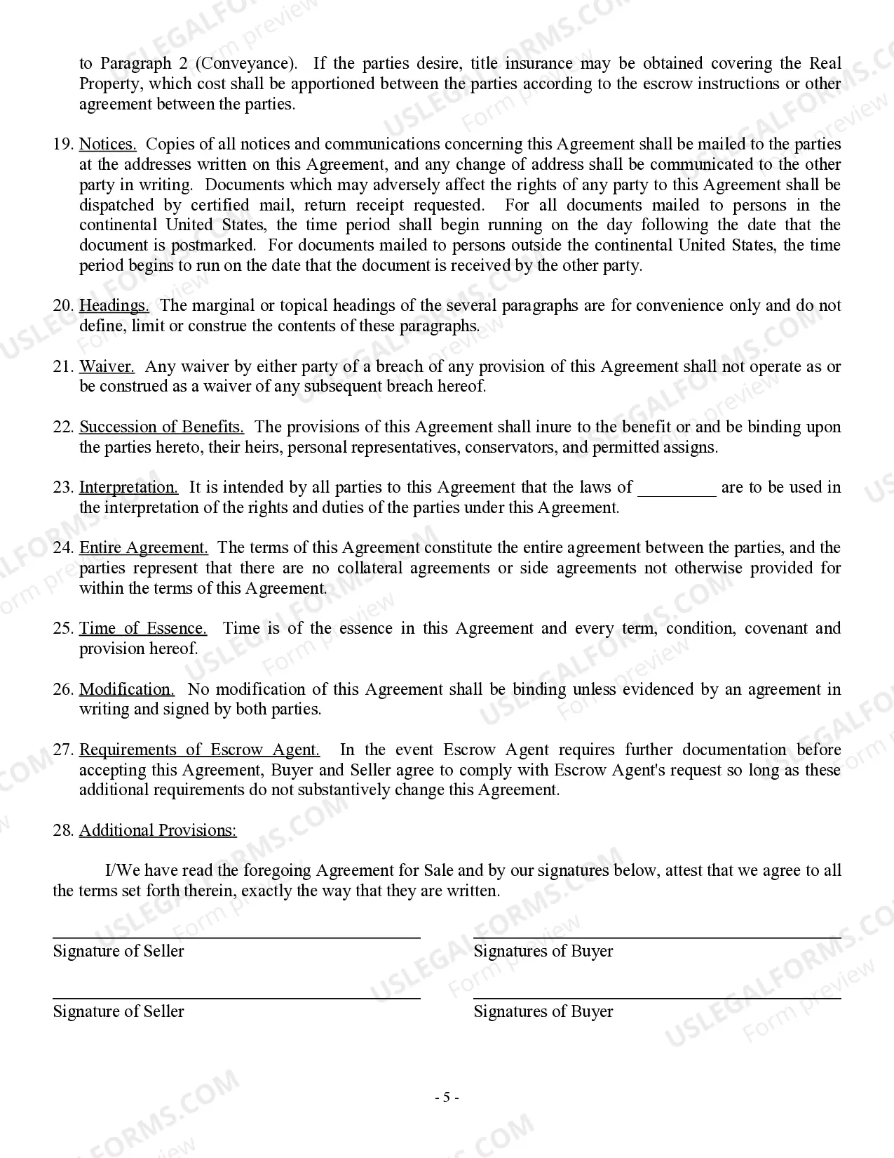 Preview Agreement for Sale - Residential