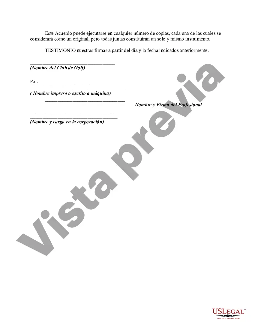 Preview Contrato de Trabajo con Profesional e Instructor de Golf