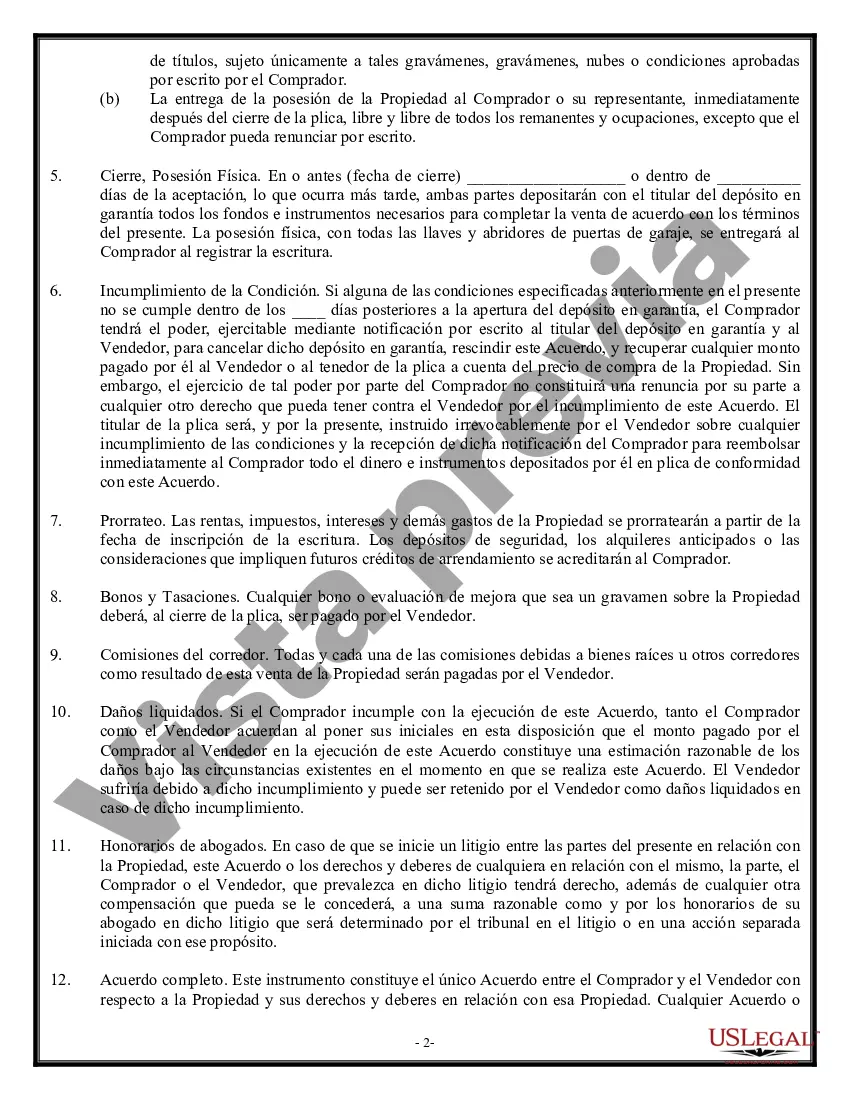 Preview Acuerdo de Venta, Forma Corta - Residencial