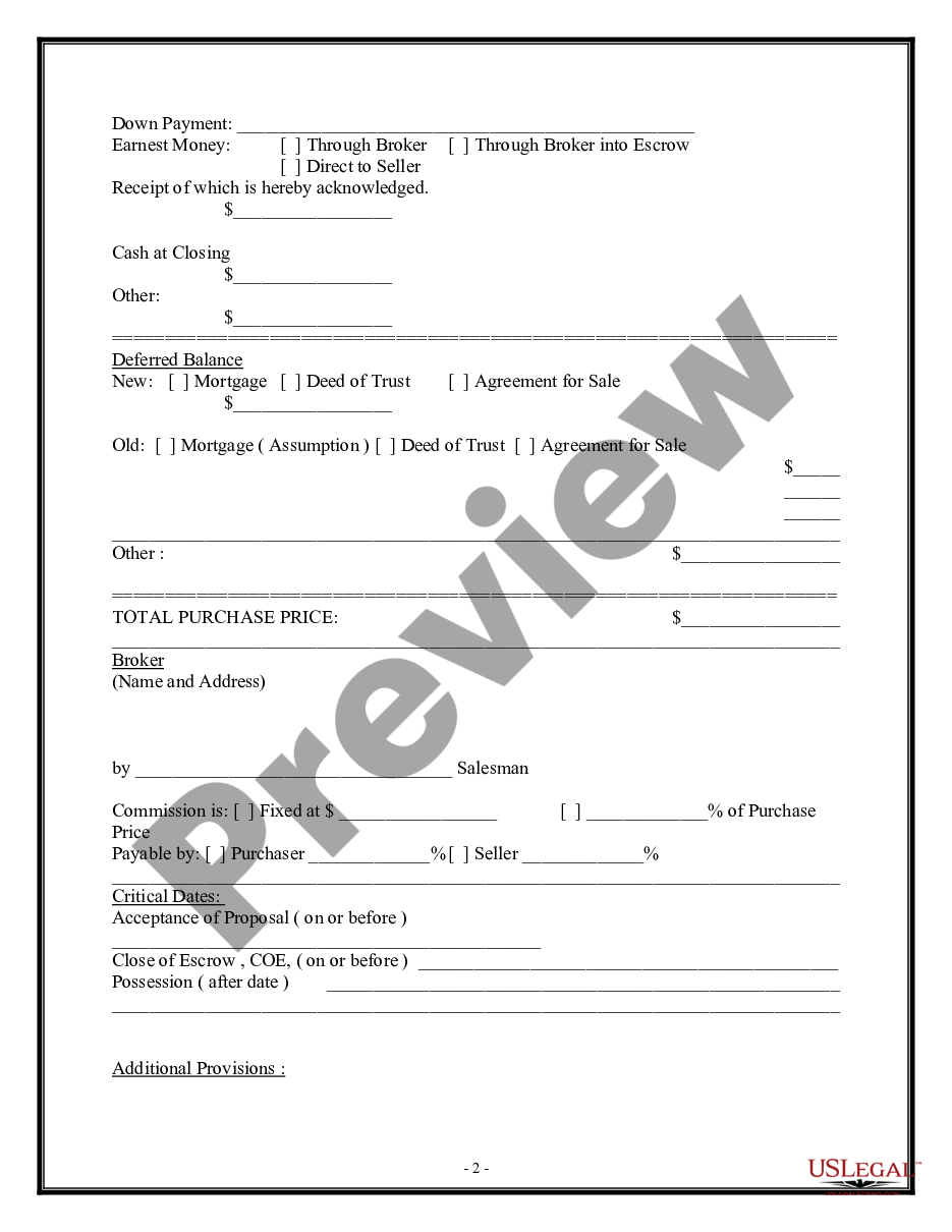 page 1 Purchase Contract and Receipt - Residential preview