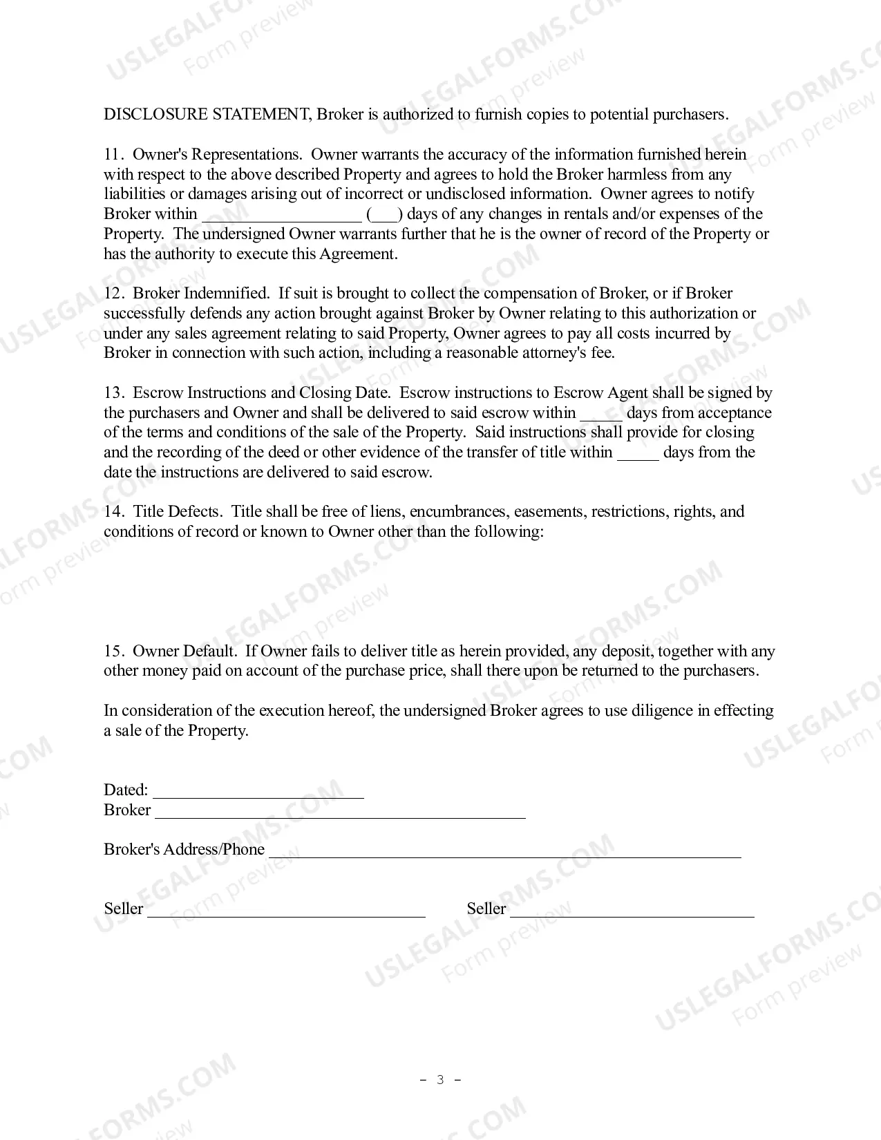 Preview Exclusive Listing Agreement - Residential