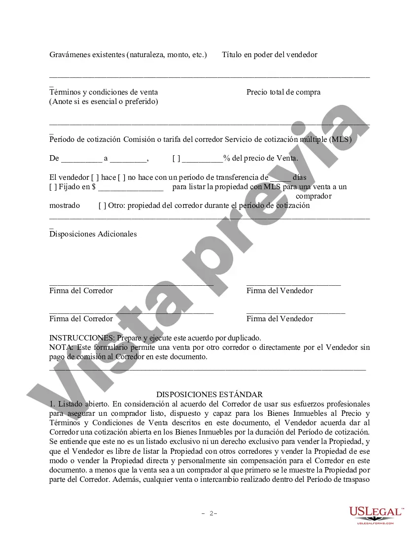 Preview Acuerdo de Listado Abierto - Residencial