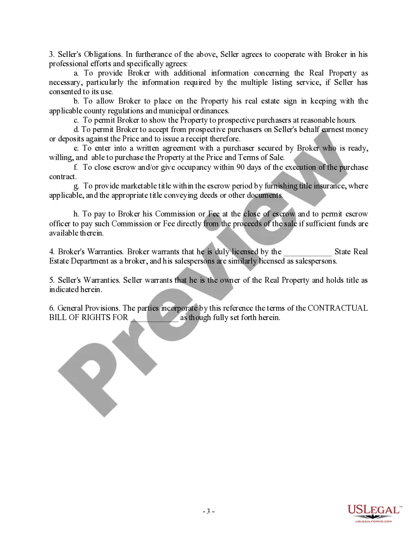 Preview Open Listing Agreement - Residential