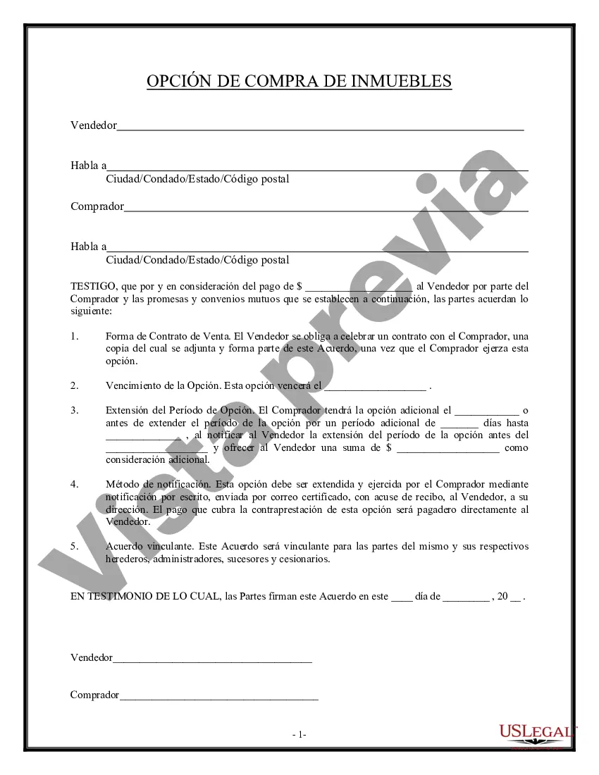 Preview Opción de Compra - Forma Corta