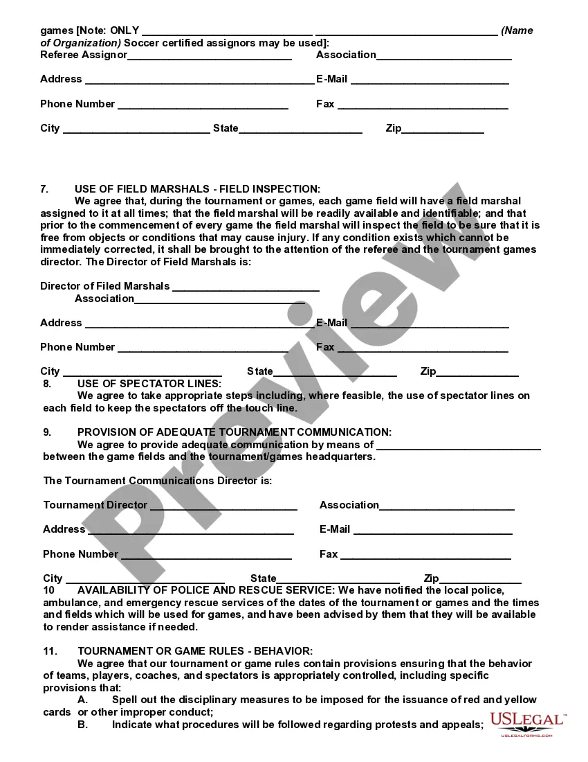 Get State Soccer Tournament, Event Or Game Hosting Agreement Preview State Soccer Tournament, Event Or Game Hosting Agreement