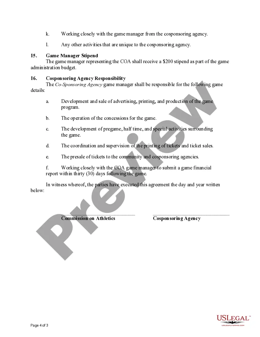 Preview Community College Football Bowl Game Agreement