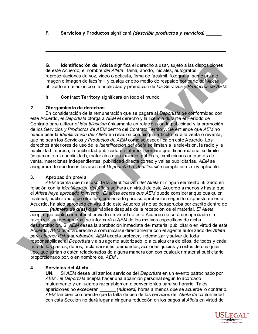 Preview Acuerdo de patrocinio entre el atleta y el fabricante de equipos deportivos