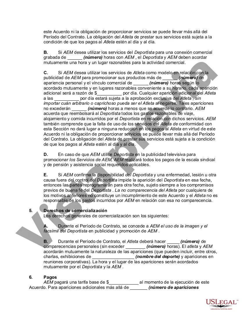 Preview Acuerdo de patrocinio entre el atleta y el fabricante de equipos deportivos