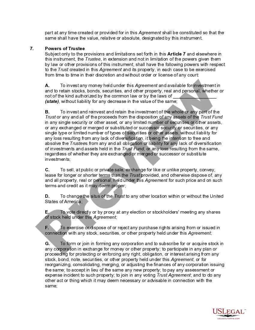 Get Irrevocable Trust Agreement for Benefit of Trustor's Children Discretionary Distributions of Income and Principal Preview Irrevocable Trust Agreement for Benefit of Trustor's Children Discretionary Distributions of Income and Principal