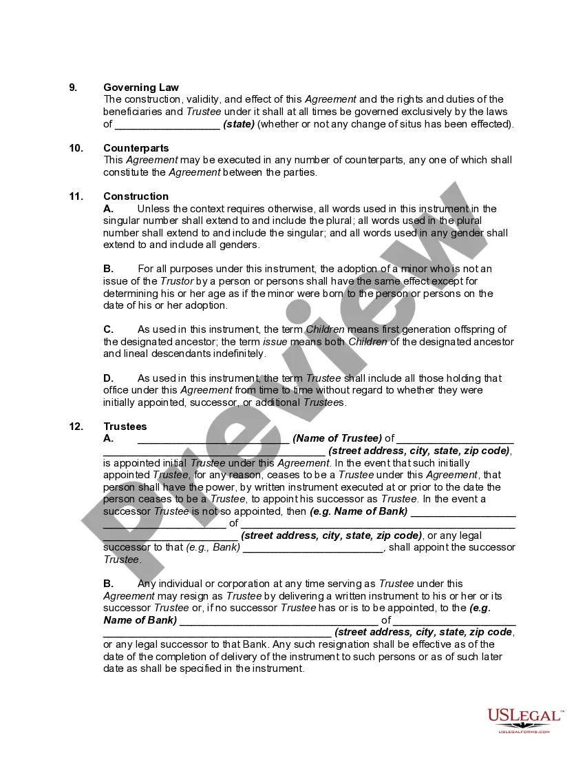 Get Irrevocable Trust Agreement for Benefit of Trustor's Children Discretionary Distributions of Income and Principal Preview Irrevocable Trust Agreement for Benefit of Trustor's Children Discretionary Distributions of Income and Principal