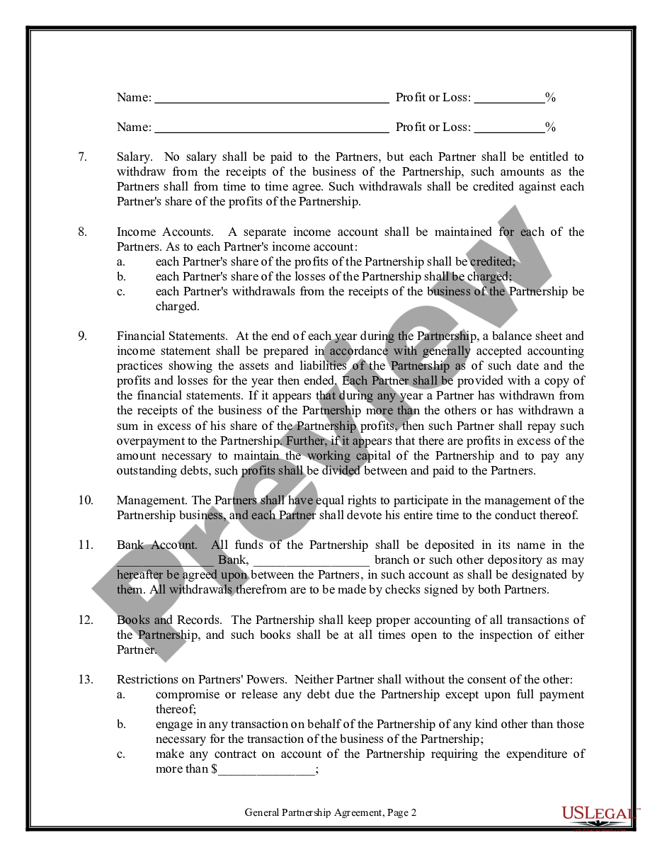 page 1 General Partnership Agreement - version 2 preview