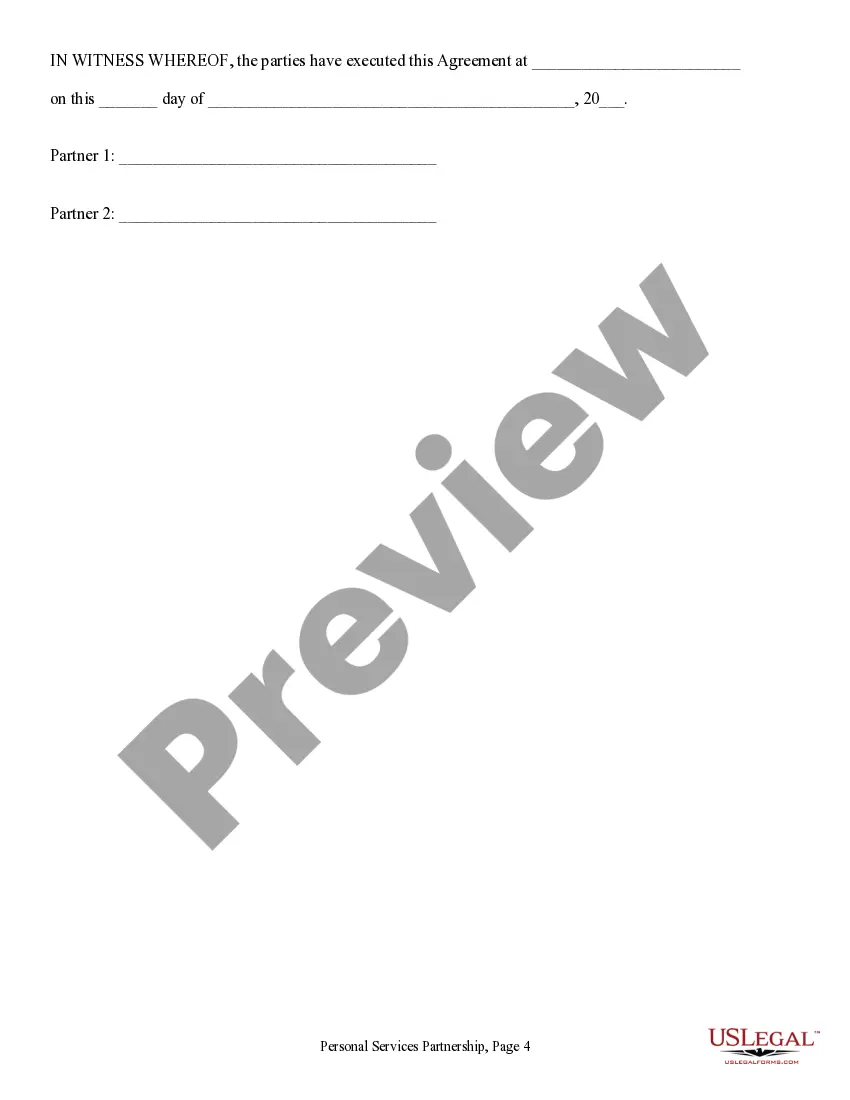 Preview Personal Services Partnership Agreement