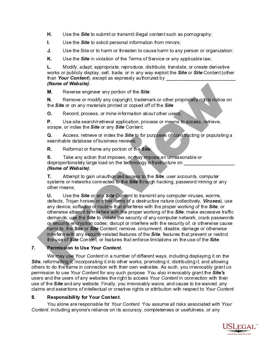 Get Website Subscription User Agreement - Terms of Use for a Website that Invites Posts and is not Primarily Engaged in the Sales of Products or Services Preview Website Subscription User Agreement - Terms of Use for a Website that Invites Posts and is not Primarily Engaged in the Sales of Products or Services