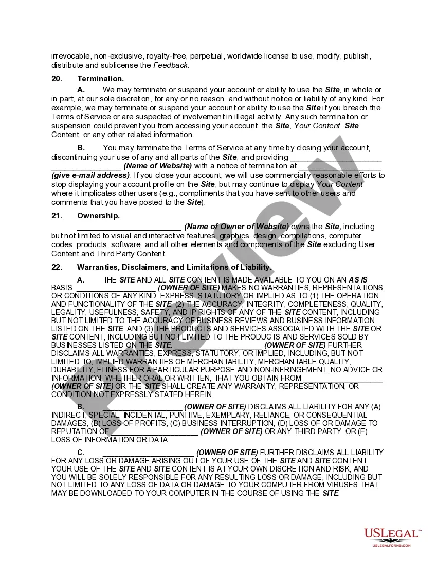Get Website Subscription User Agreement - Terms of Use for a Website that Invites Posts and is not Primarily Engaged in the Sales of Products or Services Preview Website Subscription User Agreement - Terms of Use for a Website that Invites Posts and is not Primarily Engaged in the Sales of Products or Services