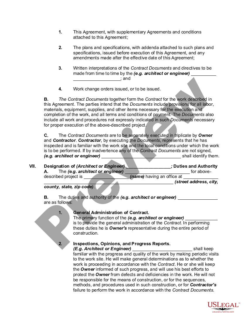 Basic Building and Construction Contract between Owner and Contractor ...