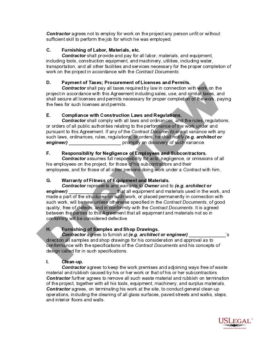 Get Basic Building and Construction Contract between Owner and Contractor Preview Basic Building and Construction Contract between Owner and Contractor