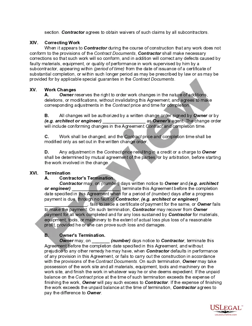 Get Basic Building and Construction Contract between Owner and Contractor Preview Basic Building and Construction Contract between Owner and Contractor