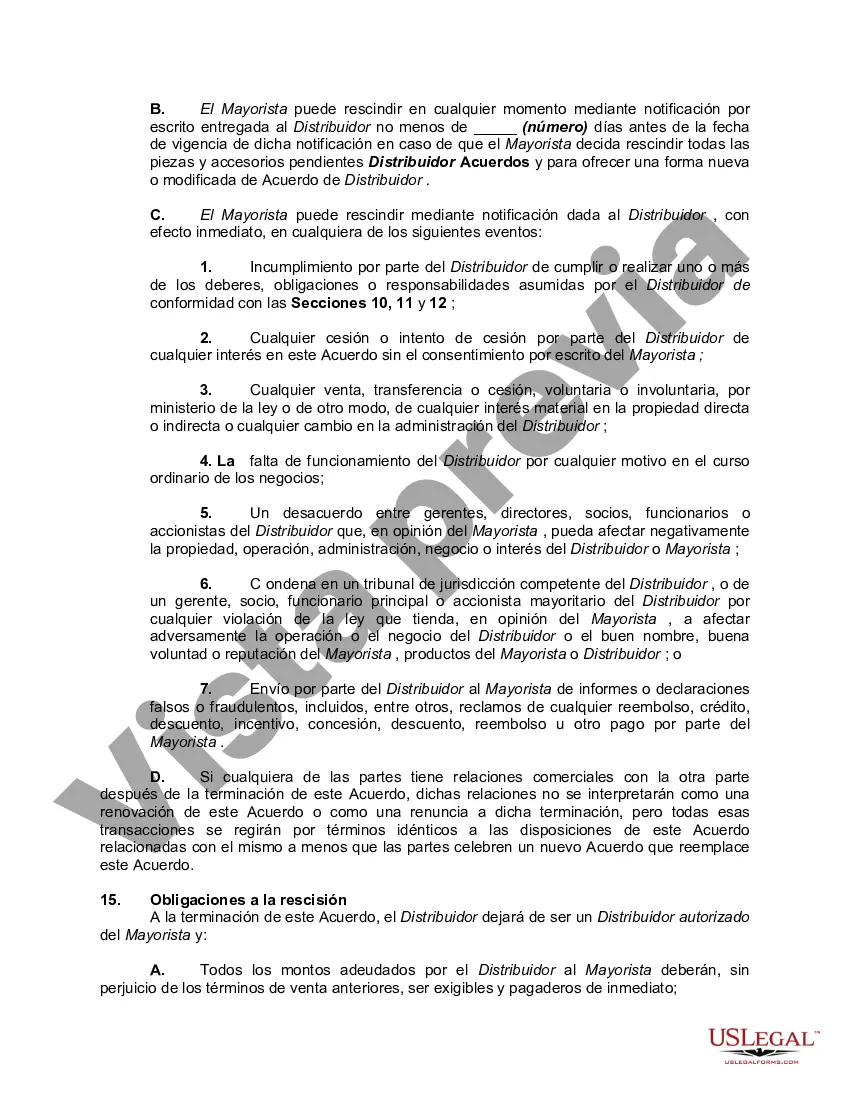 Preview Acuerdo de distribución con mayorista